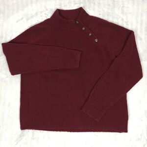 J Crew Sweater Womens XL Quarter Button Collar Burgundy Wine Stretchy Soft Red